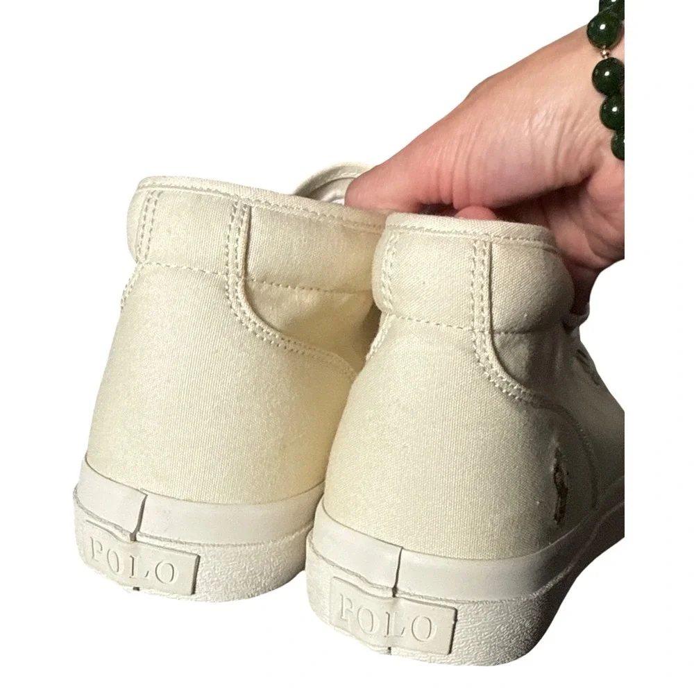 Polo Ralph Lauren Keaton Chukka Sneaker Cream‎ Canvas Multicolor Pony Mens 12